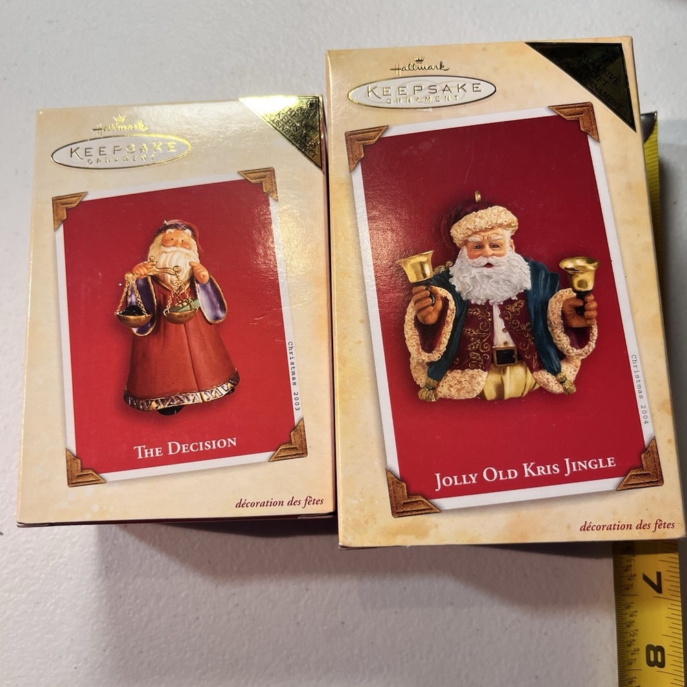 Hallmark Keepsake Santa Ornaments The Decision And Jolly Old Kris Kringle